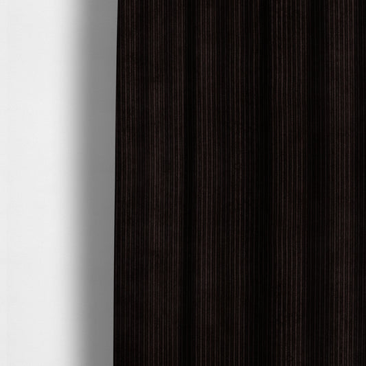 Goole Pencil Thin Striped Corduroy Upholstery Furnishing Fabric Chocolate Brown Colour - Made To Measure Curtains