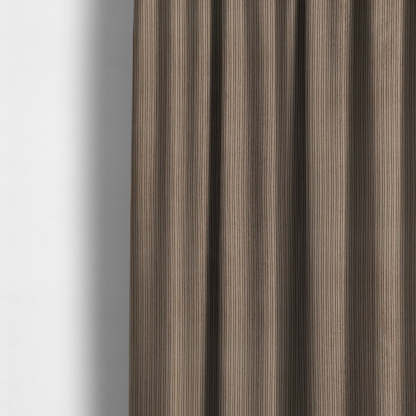 Goole Pencil Thin Striped Corduroy Upholstery Furnishing Fabric Mocha Coffee Colour - Made To Measure Curtains