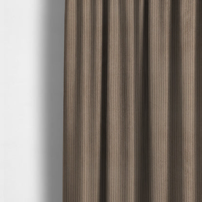 Goole Pencil Thin Striped Corduroy Upholstery Furnishing Fabric Mocha Coffee Colour - Made To Measure Curtains