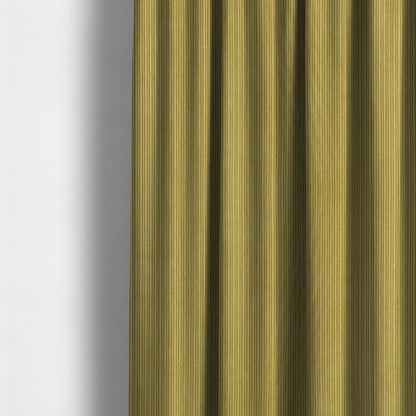 Goole Pencil Thin Striped Corduroy Upholstery Furnishing Fabric Yellow Colour - Made To Measure Curtains