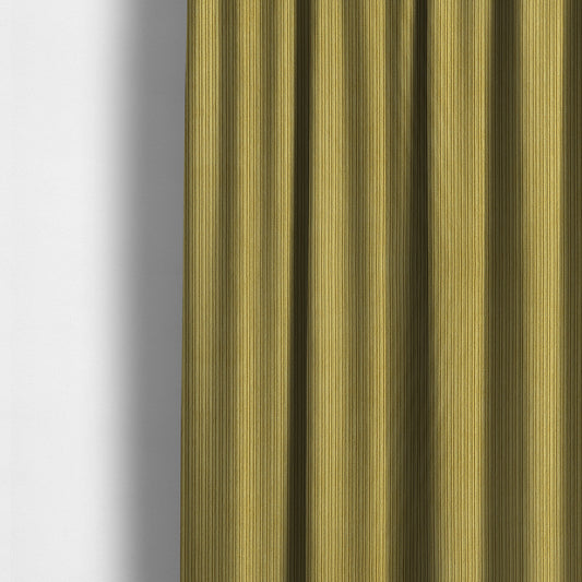 Goole Pencil Thin Striped Corduroy Upholstery Furnishing Fabric Yellow Colour - Made To Measure Curtains