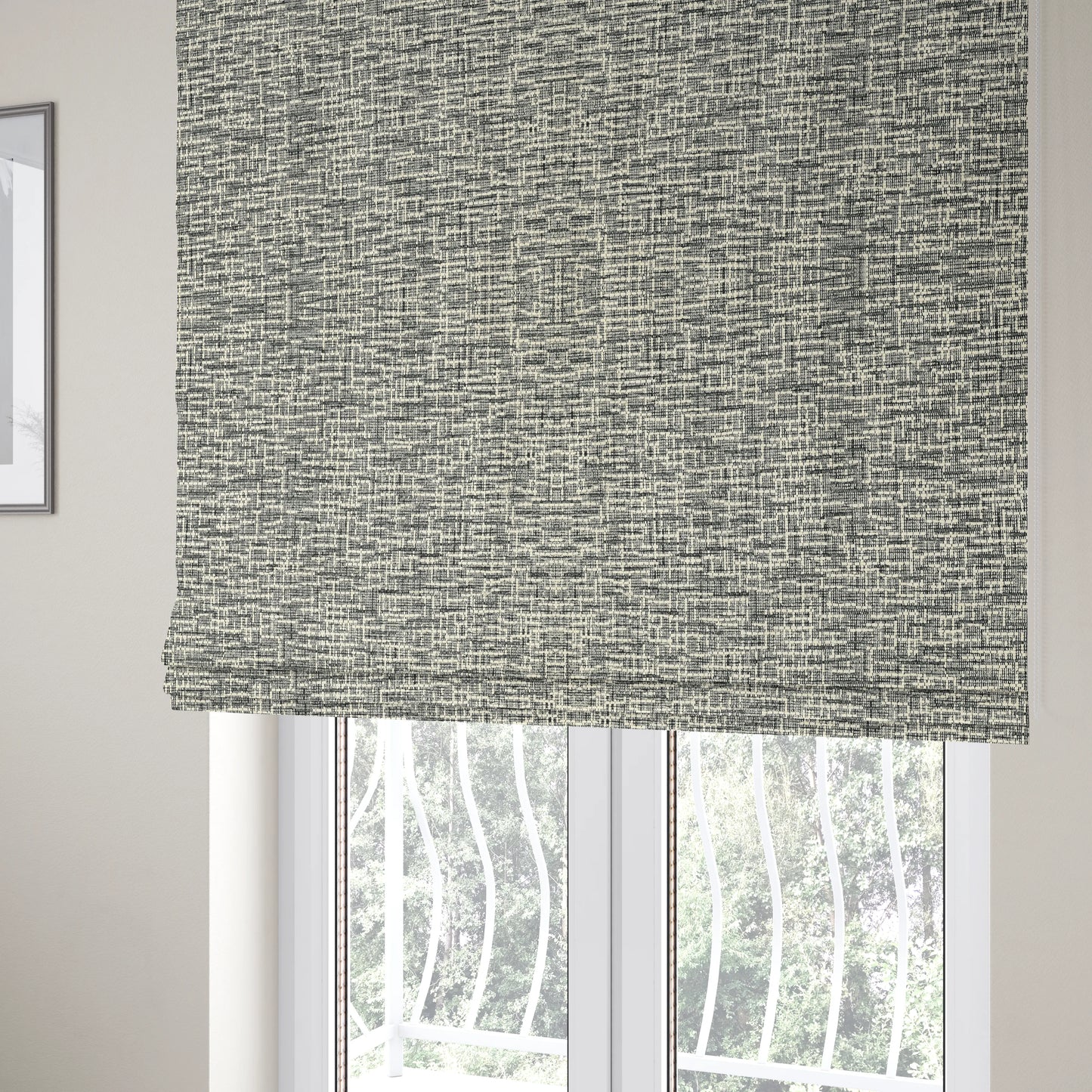 Grantham Soft Textured Woven Chenille Fabric In White Colour - Roman Blinds