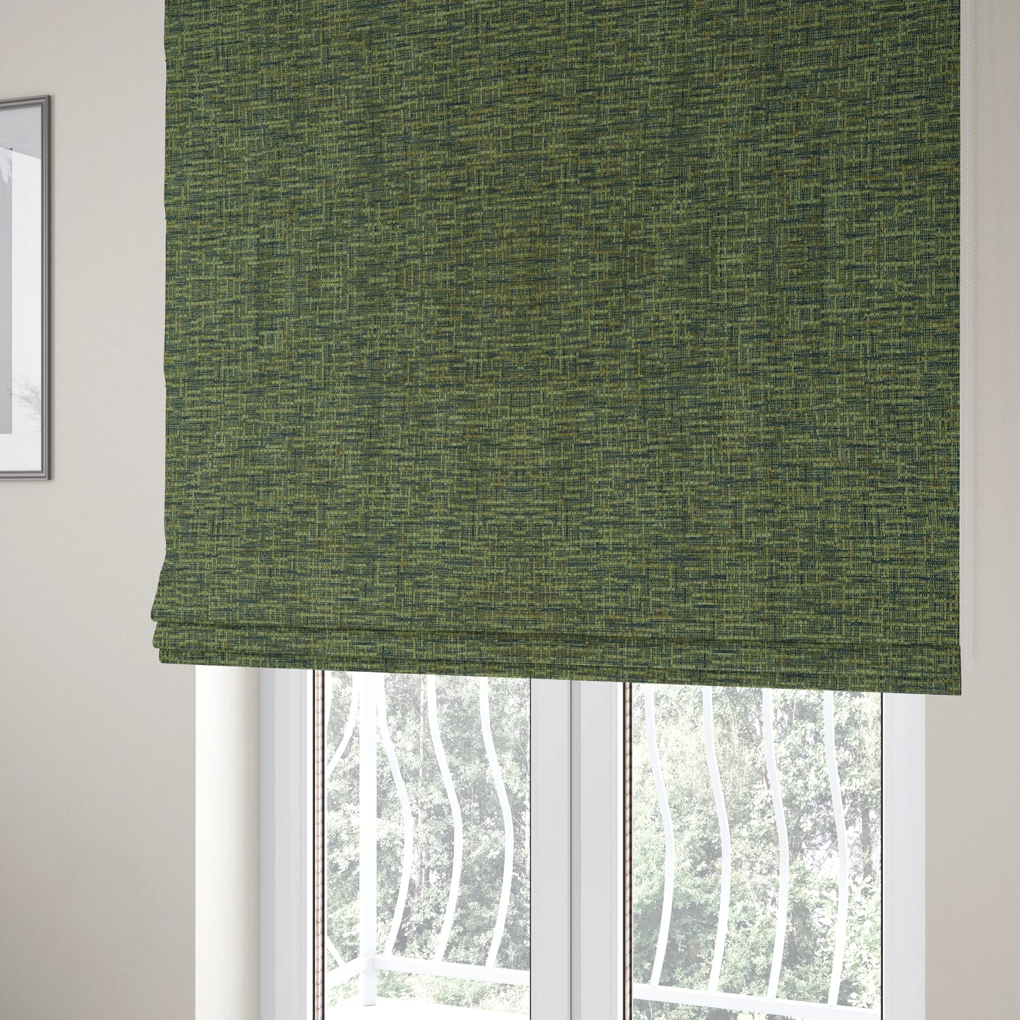 Grantham Soft Textured Woven Chenille Fabric In Green Colour - Roman Blinds