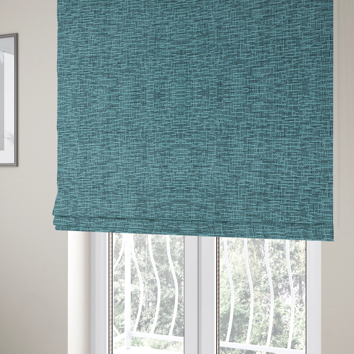 Grantham Soft Textured Woven Chenille Fabric In Blue Colour - Roman Blinds