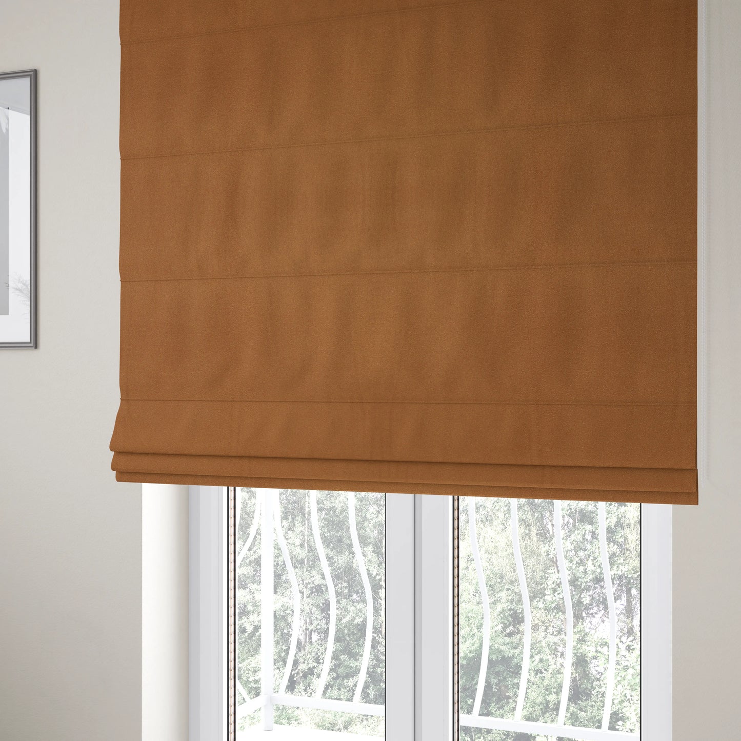 Grenada Soft Suede Fabric In Rust Golden Orange Colour For Interior Furnishing Upholstery - Roman Blinds