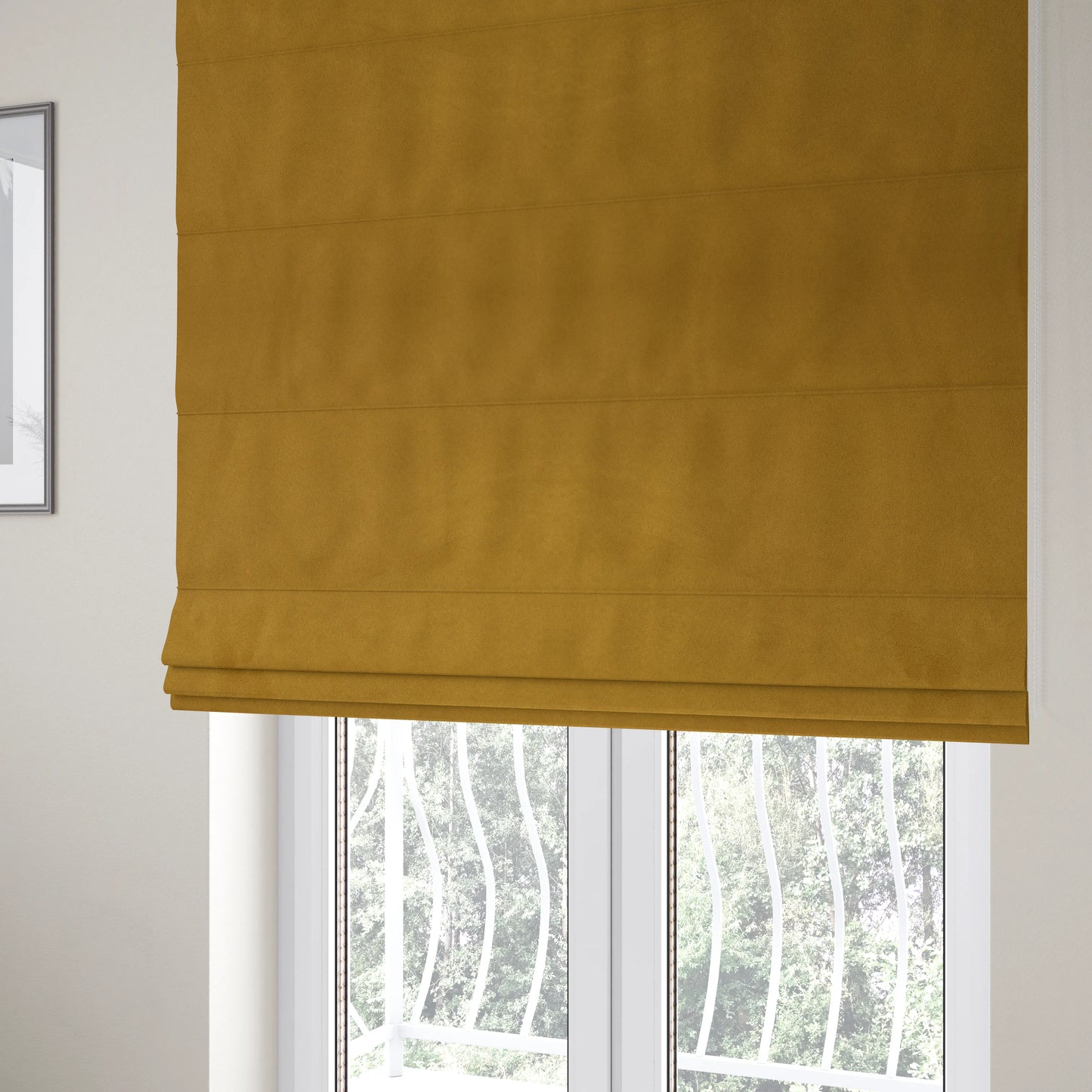 Grenada Soft Suede Fabric In Gold Colour For Interior Furnishing Upholstery - Roman Blinds