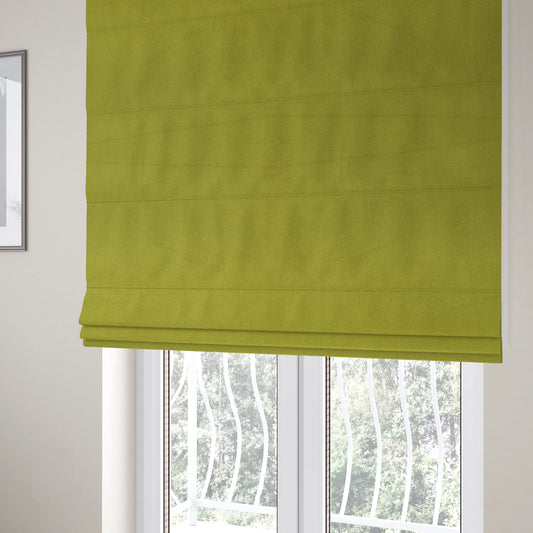 Grenada Soft Suede Fabric In Lime Green Colour For Interior Furnishing Upholstery - Roman Blinds