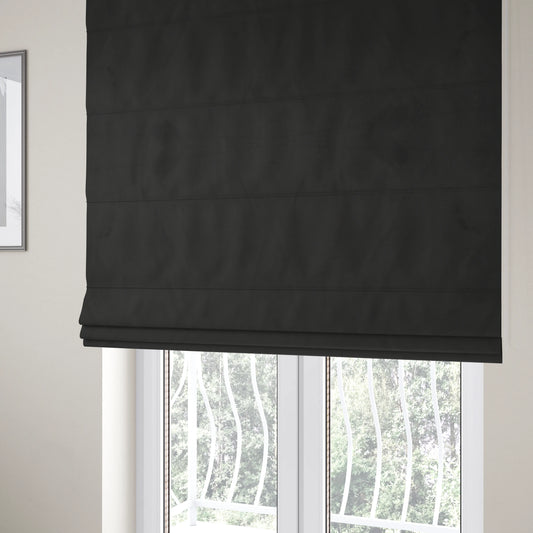 Grenada Soft Suede Fabric In Black Colour For Interior Furnishing Upholstery - Roman Blinds