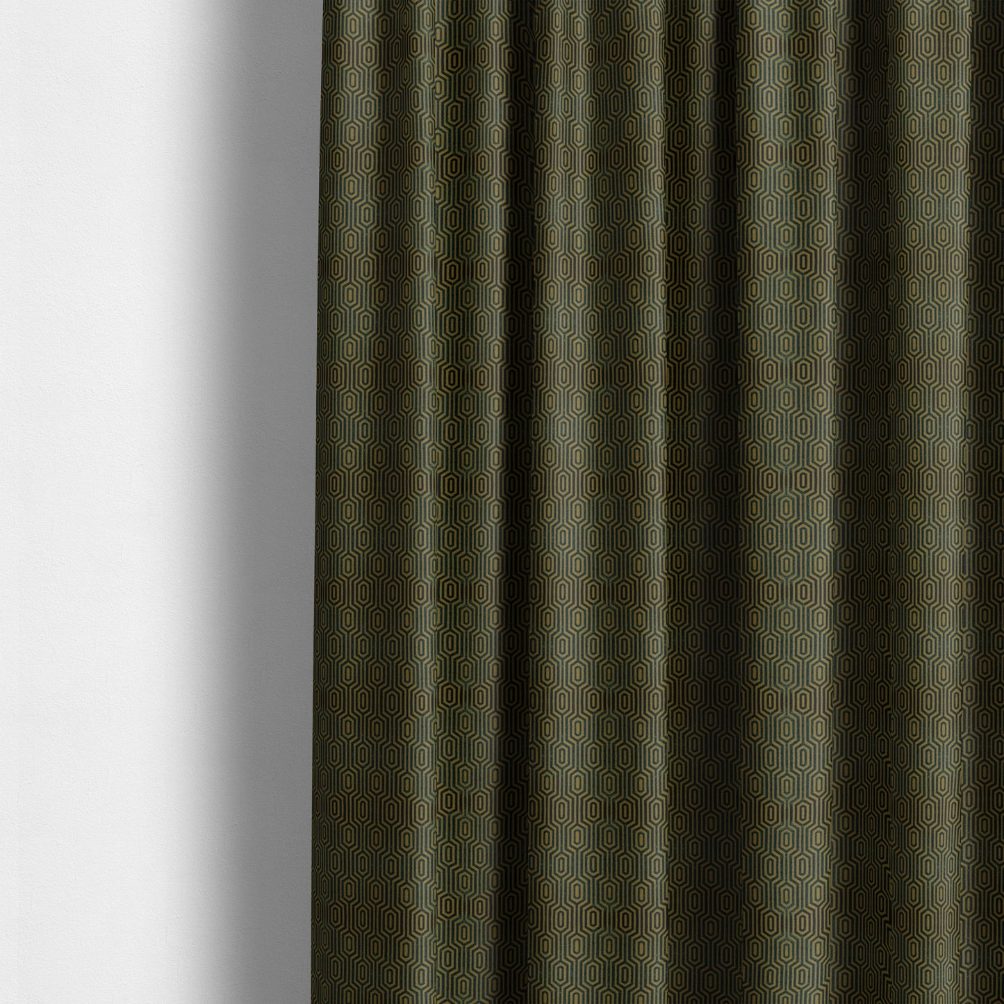 Hakkaido Geometric Pattern Velvet Fabric In Teal Brown Colour - Made To Measure Curtains