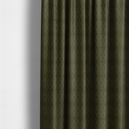 Hakkaido Geometric Pattern Velvet Fabric In Teal Brown Colour - Made To Measure Curtains