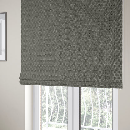 Hakkaido Geometric Pattern Velvet Fabric In Grey Colour - Roman Blinds