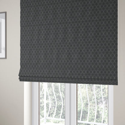 Hakkaido Geometric Pattern Velvet Fabric In Black Colour - Roman Blinds