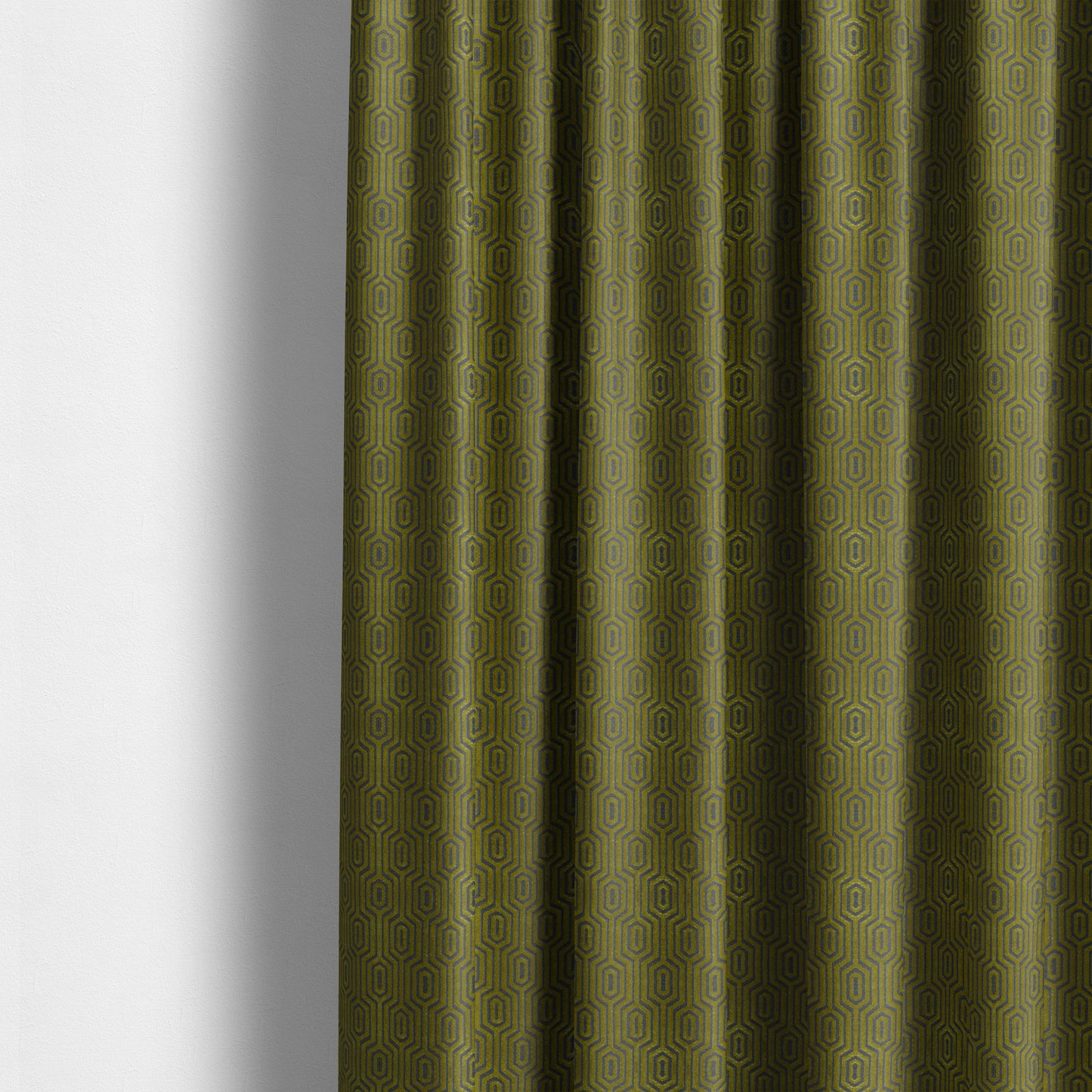 Hakkaido Geometric Pattern Velvet Fabric In Yellow Grey Colour - Made To Measure Curtains