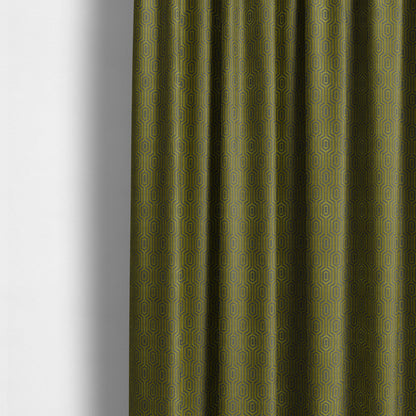 Hakkaido Geometric Pattern Velvet Fabric In Yellow Grey Colour - Made To Measure Curtains