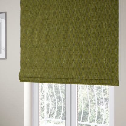 Hakkaido Geometric Pattern Velvet Fabric In Yellow Grey Colour - Roman Blinds