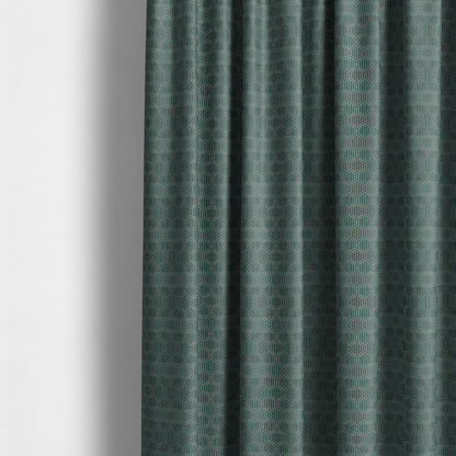 Hakkaido Geometric Pattern Velvet Fabric In Teal Grey Colour - Made To Measure Curtains