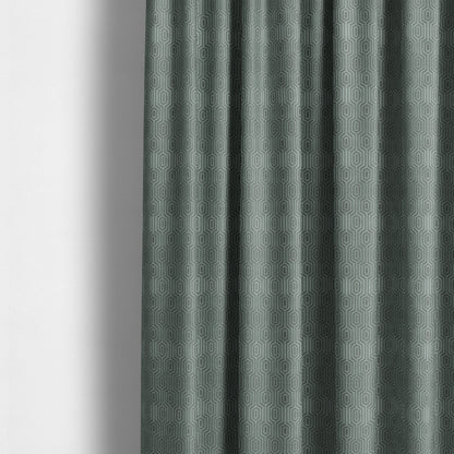 Hakkaido Geometric Pattern Velvet Fabric In Silver Grey Colour - Made To Measure Curtains