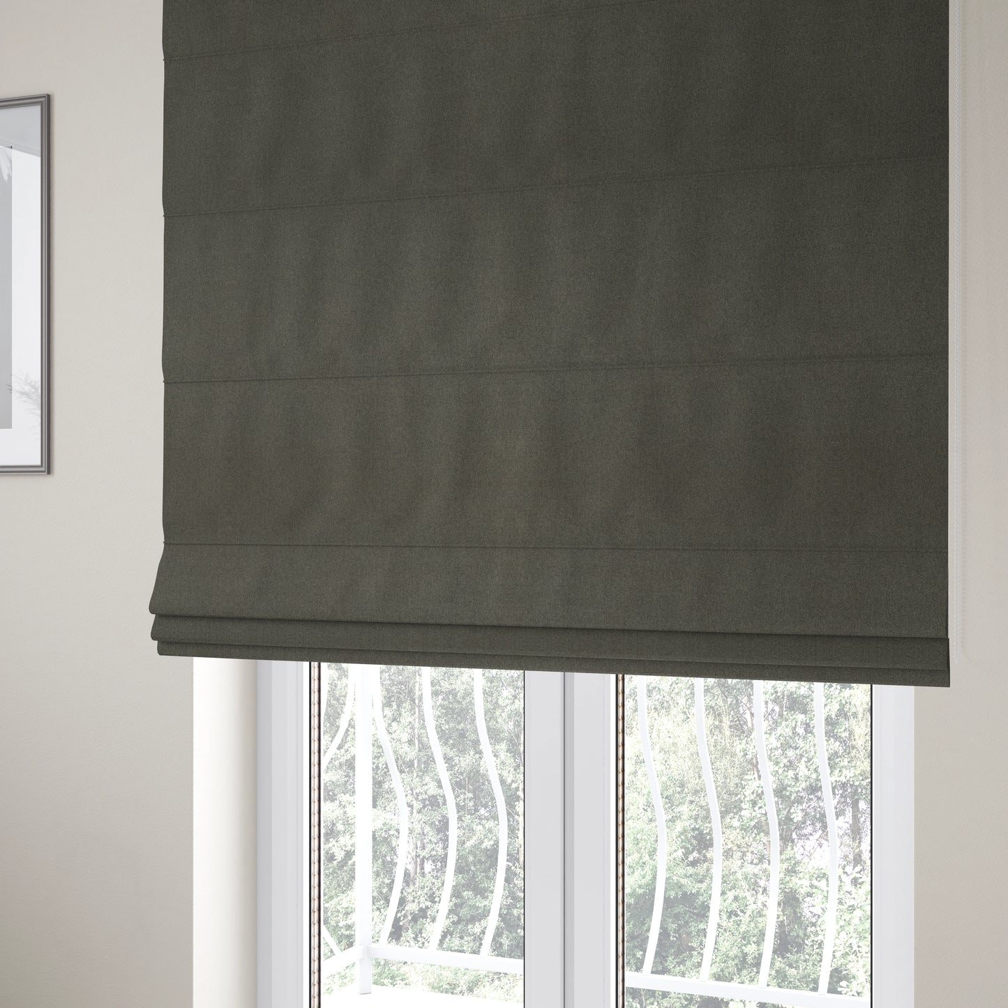 Halesworth Tweed Effect Wool Like Charcoal Grey Furnishing Upholstery Fabric - Roman Blinds