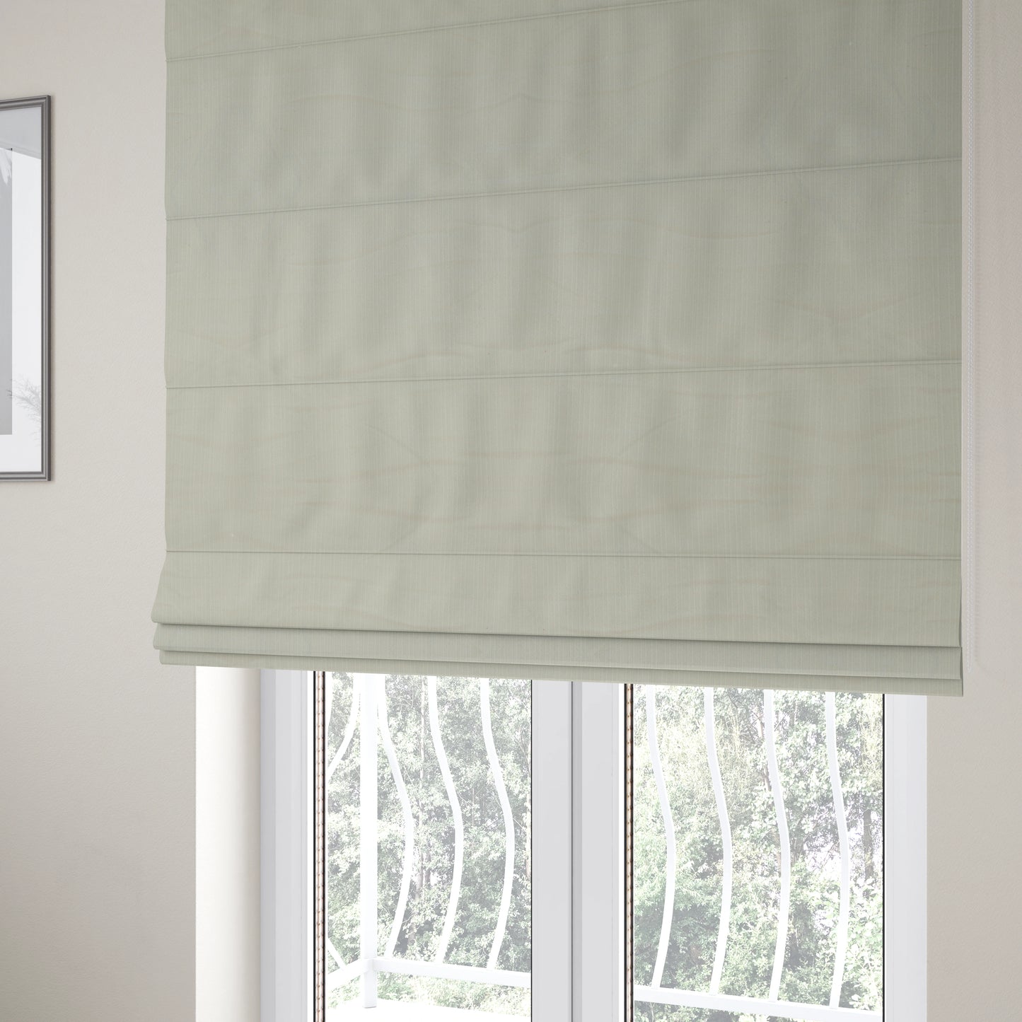 Havant Strie Soft Velvet Textured Feel Chenille Material In White Upholstery Fabrics - Roman Blinds