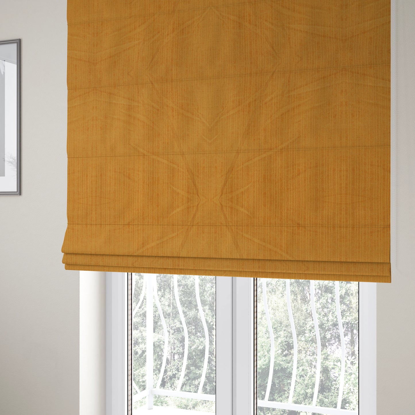 Havant Strie Soft Velvet Textured Feel Chenille Material In Orange Upholstery Fabrics - Roman Blinds