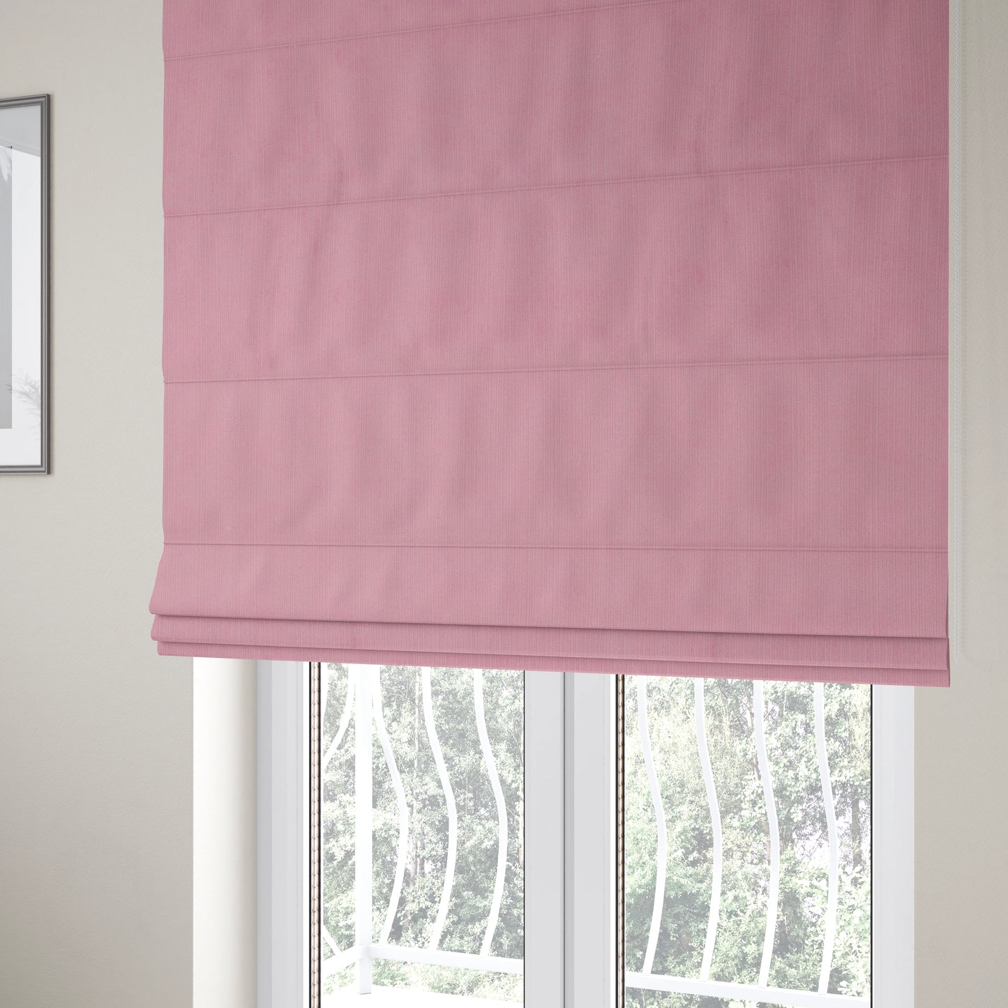 Havant Strie Soft Velvet Textured Feel Chenille Material In Pink Upholstery Fabrics - Roman Blinds