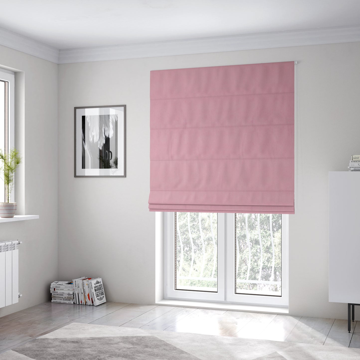 Havant Strie Soft Velvet Textured Feel Chenille Material In Pink Upholstery Fabrics - Roman Blinds