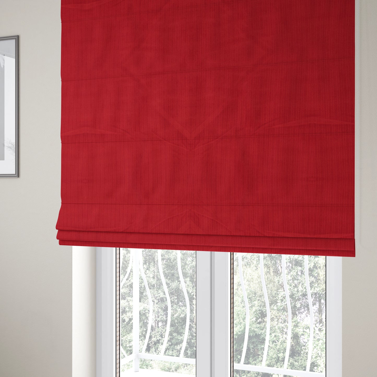 Havant Strie Soft Velvet Textured Feel Chenille Material In Red Upholstery Fabrics - Roman Blinds