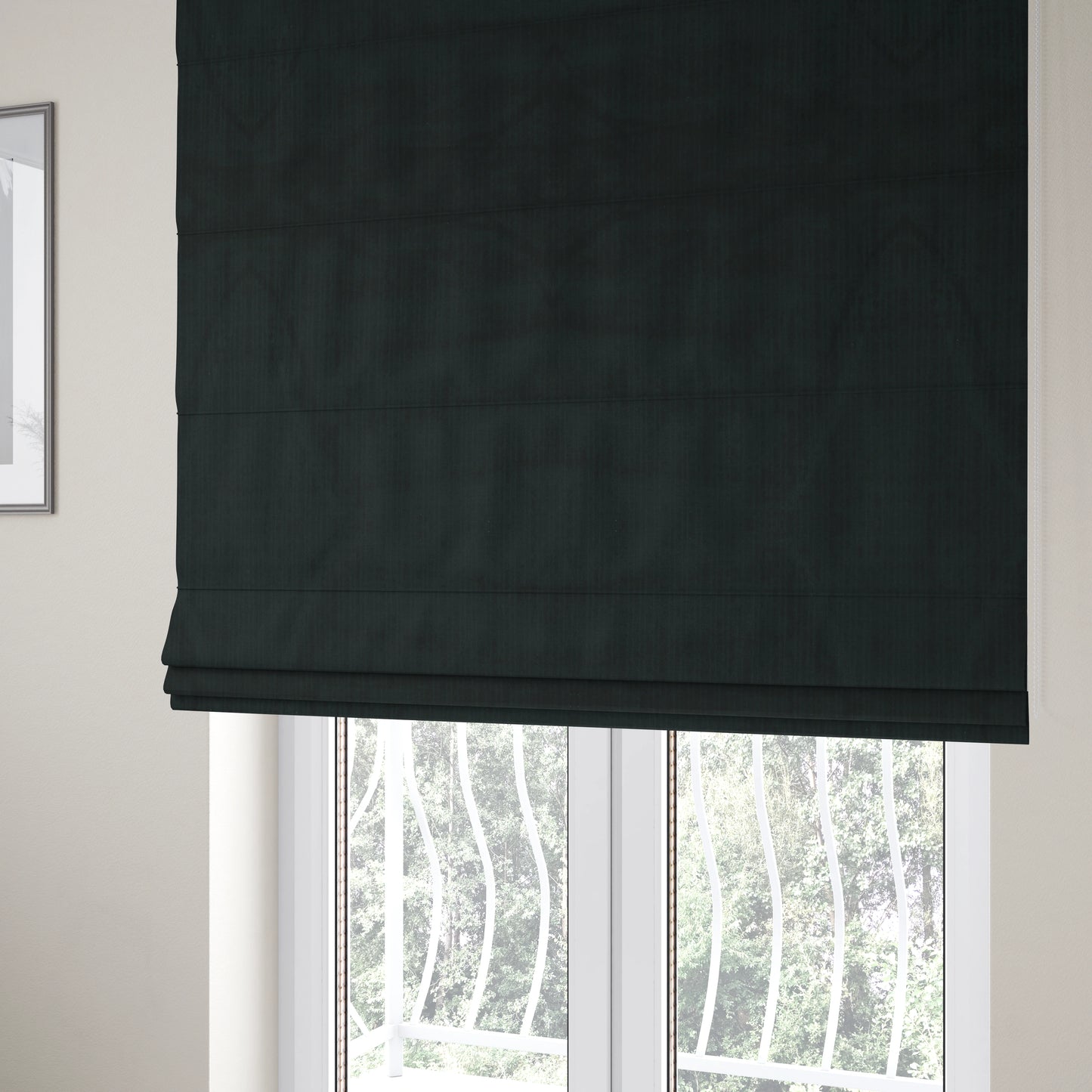 Havant Strie Soft Velvet Textured Feel Chenille Material In Black Upholstery Fabrics - Roman Blinds