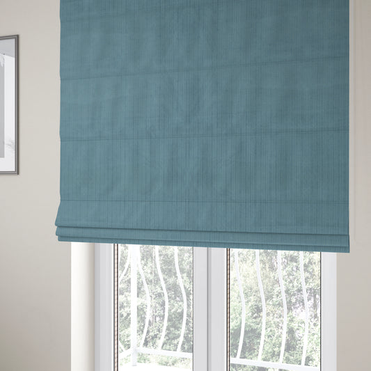 Havant Strie Soft Velvet Textured Feel Chenille Material In Light Blue Upholstery Fabrics - Roman Blinds