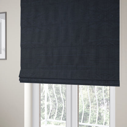 Havant Strie Soft Velvet Textured Feel Chenille Material In Denim Blue Upholstery Fabrics - Roman Blinds