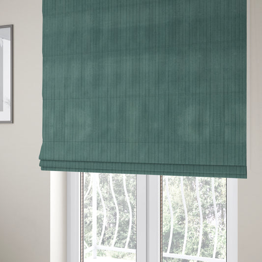 Havant Strie Soft Velvet Textured Feel Chenille Material In Teal Upholstery Fabrics - Roman Blinds