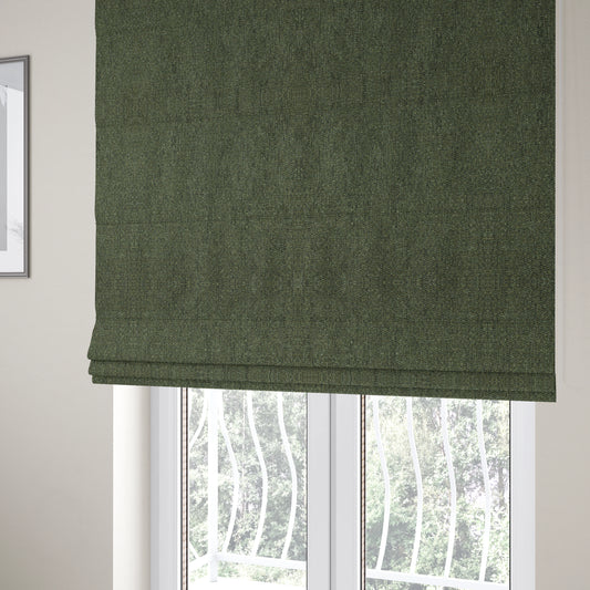 Hemsby Textured Weave Furnishing Fabric In Green Colour - Roman Blinds