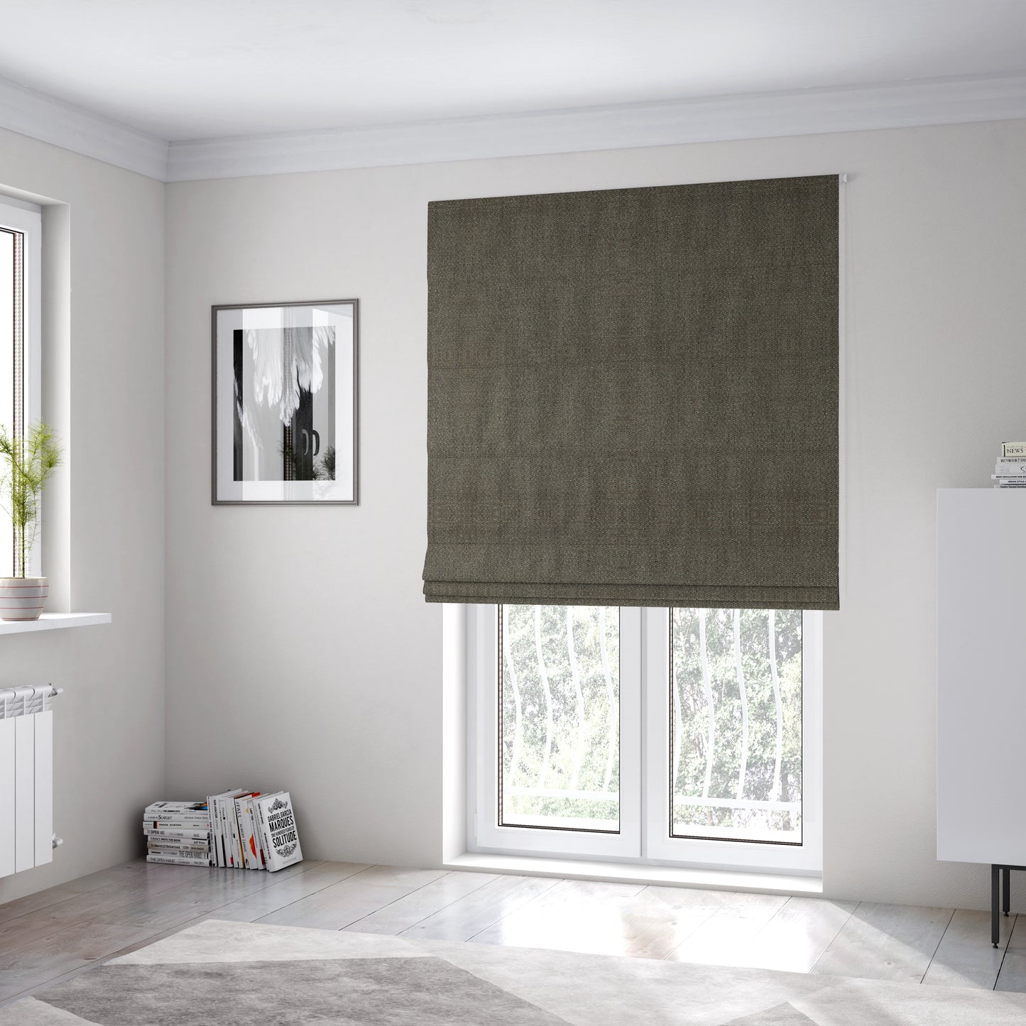 Hemsby Textured Weave Furnishing Fabric In Brown Colour - Roman Blinds