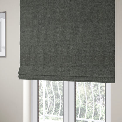 Hemsby Textured Weave Furnishing Fabric In Grey Black Colour - Roman Blinds