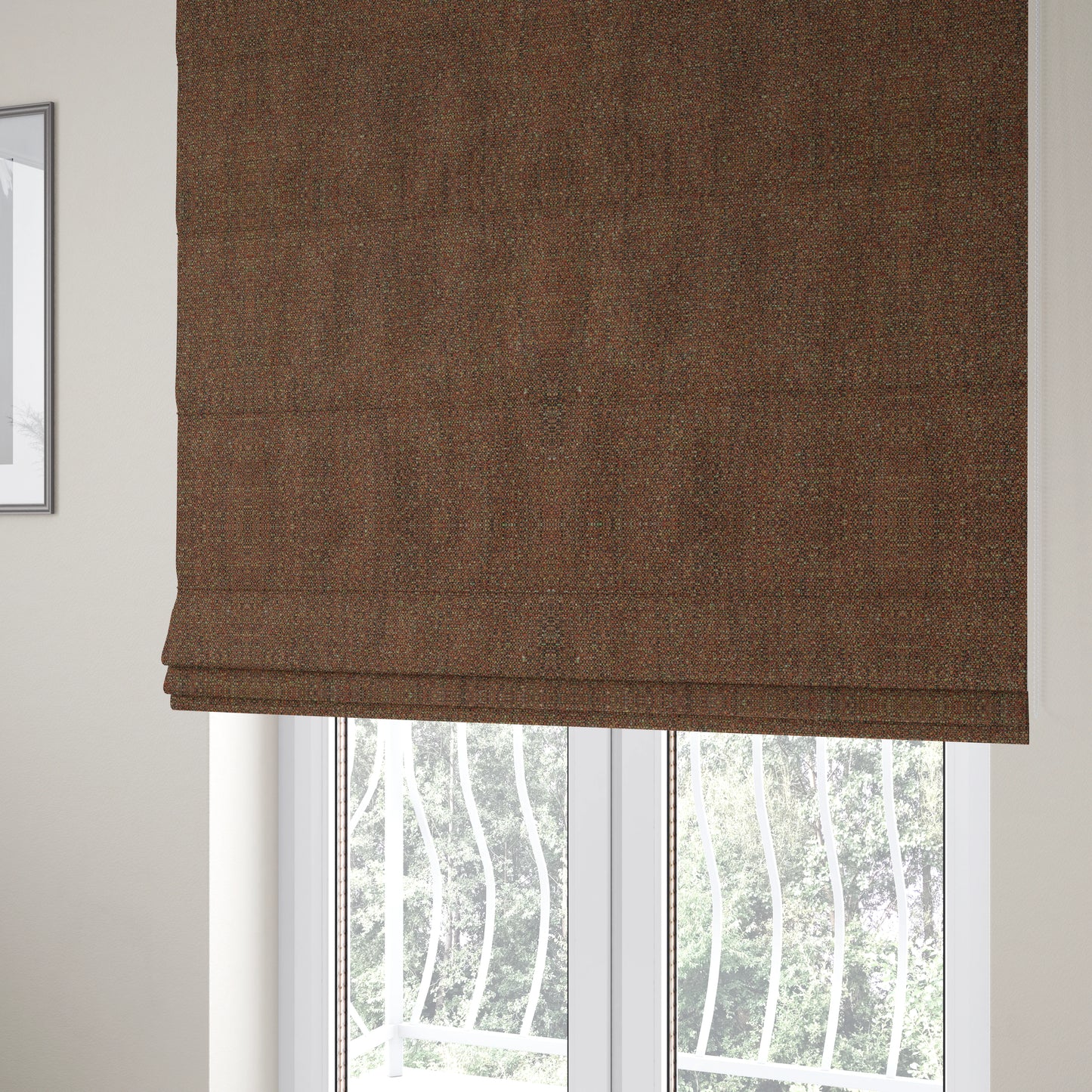 Hemsby Textured Weave Furnishing Fabric In Orange Colour - Roman Blinds