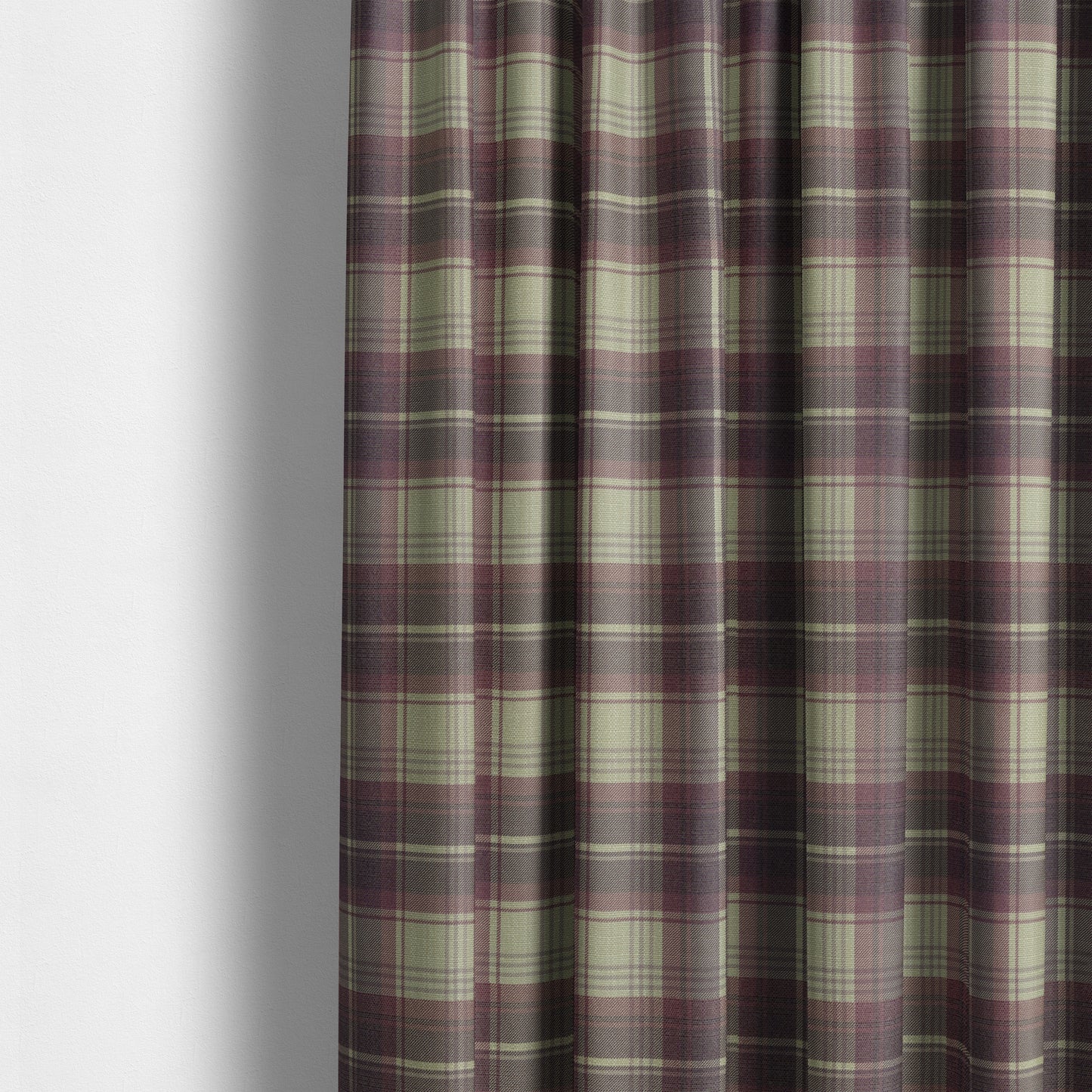 Houston Plaid Printed Pattern On Linen Effect Chenille Material Purple Coloured Upholstery Fabric - Made To Measure Curtains