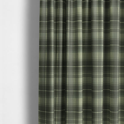 Houston Plaid Printed Pattern On Linen Effect Chenille Material Grey Coloured Upholstery Fabric - Made To Measure Curtains