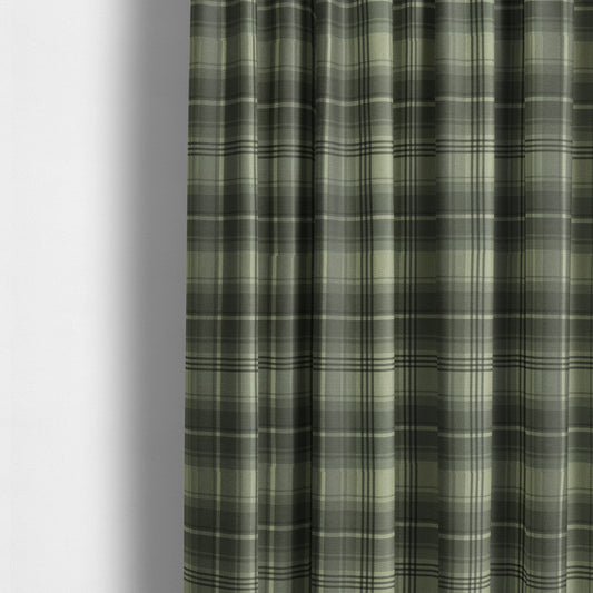 Houston Plaid Printed Pattern On Linen Effect Chenille Material Grey Coloured Upholstery Fabric - Made To Measure Curtains