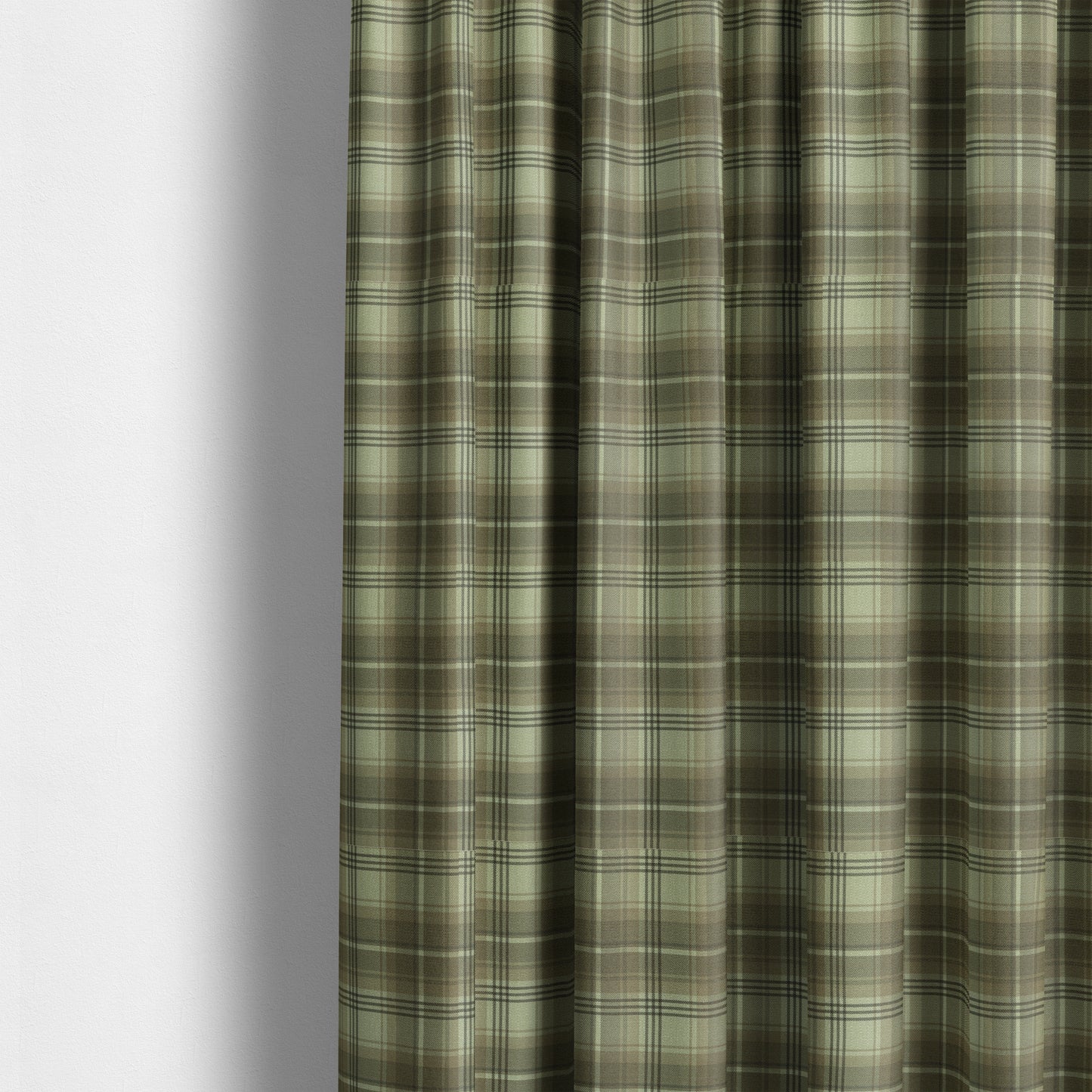 Houston Plaid Printed Pattern On Linen Effect Chenille Material Brown Coloured Upholstery Fabric - Made To Measure Curtains