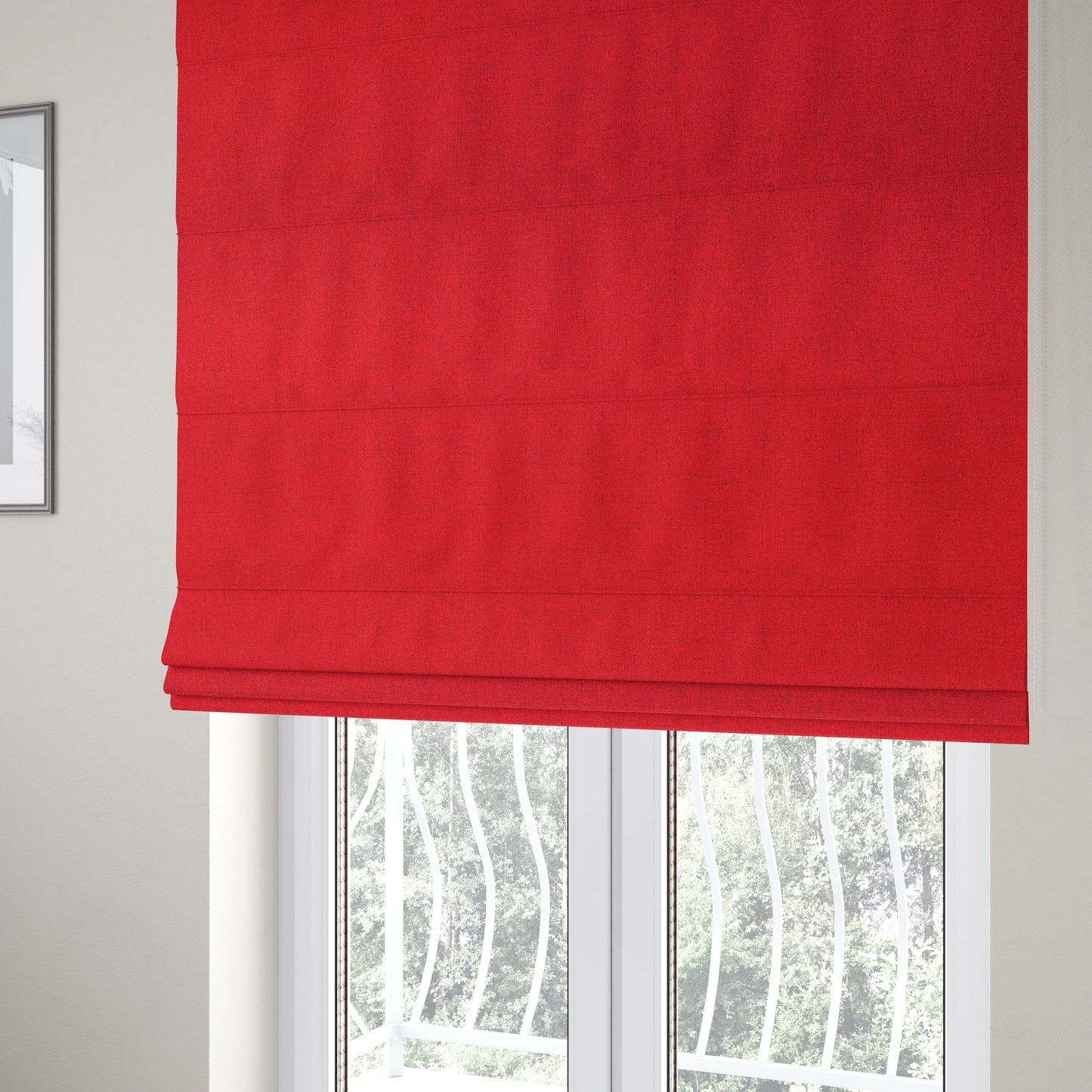 Ibiza Soft Chenille Furnishing Upholstery Fabric In Red Colour - Roman Blinds