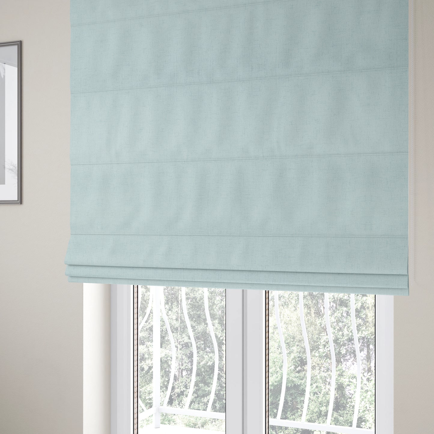 Ibiza Soft Chenille Furnishing Upholstery Fabric In Light Sky Blue Colour - Roman Blinds