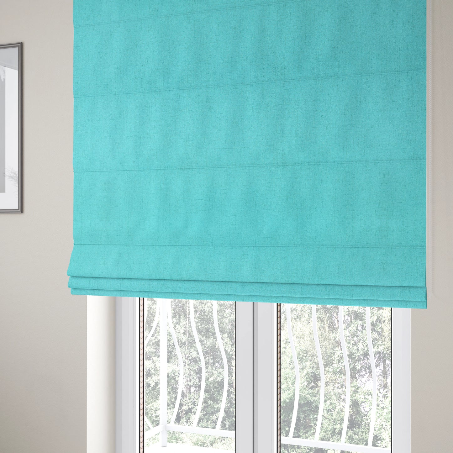 Ibiza Soft Chenille Furnishing Upholstery Fabric In Teal Blue Colour - Roman Blinds