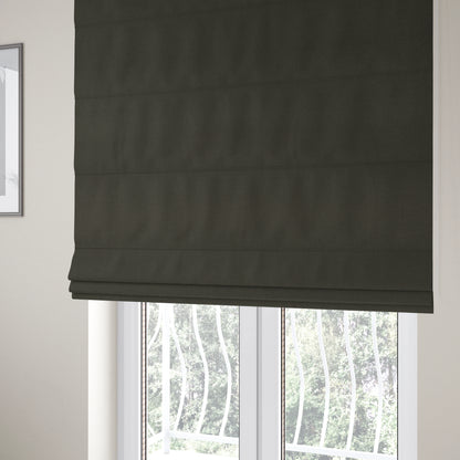 Ibiza Soft Chenille Furnishing Upholstery Fabric In Black Colour - Roman Blinds