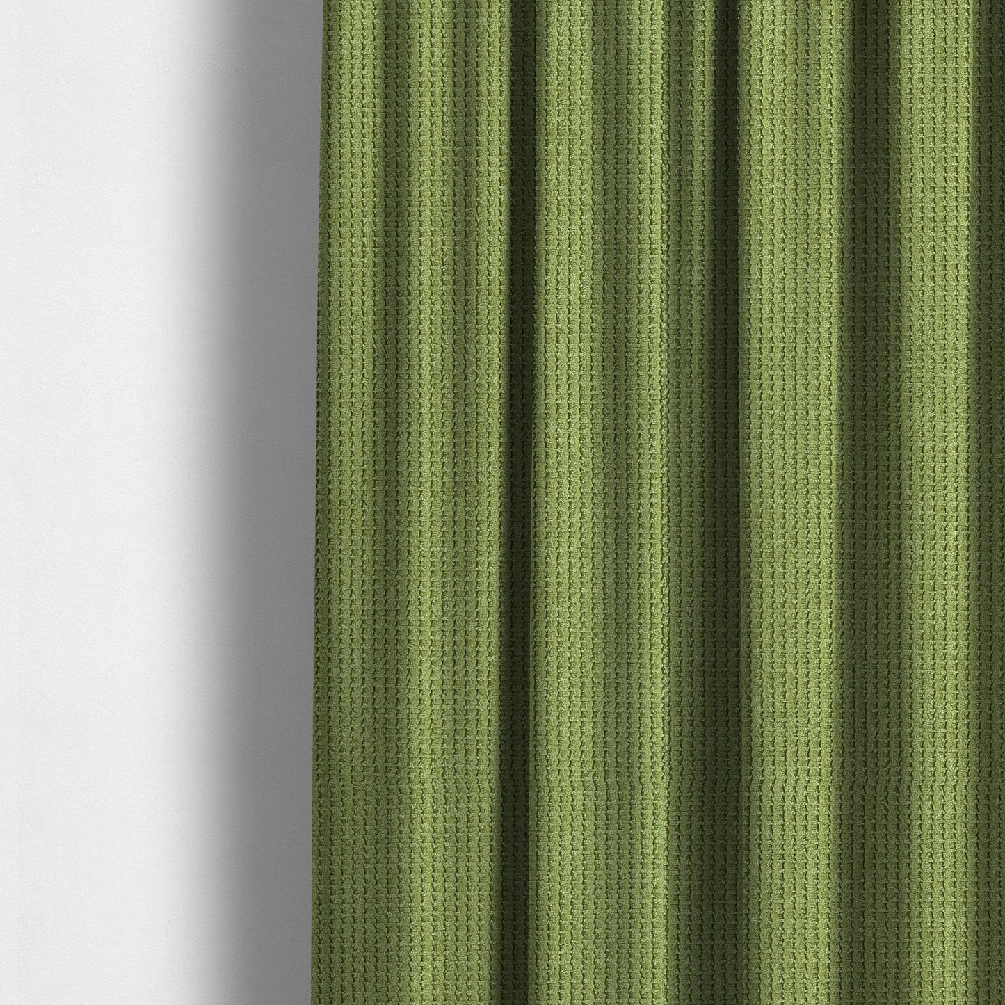 Ilford Plush Wave Ripple Effect Corduroy Upholstery Fabric In Lime Green Colour - Made To Measure Curtains