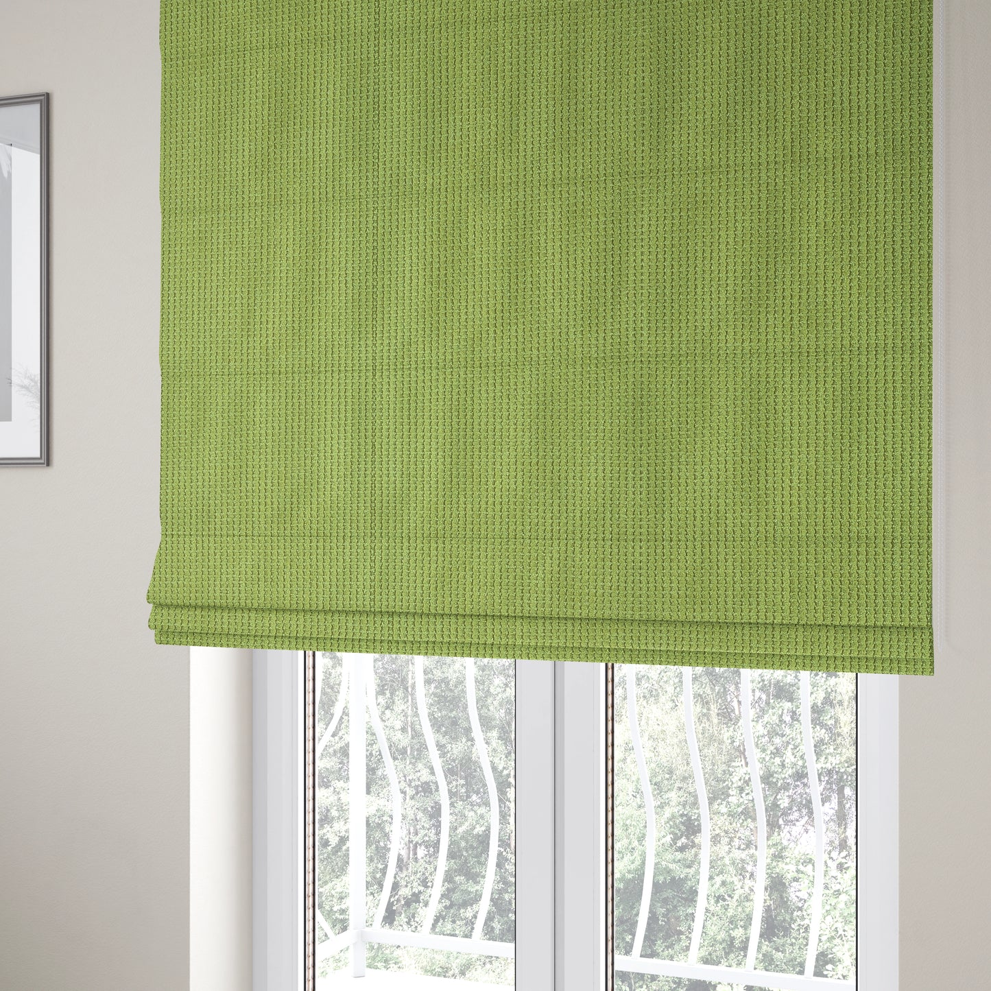 Ilford Plush Wave Ripple Effect Corduroy Upholstery Fabric In Lime Green Colour - Roman Blinds