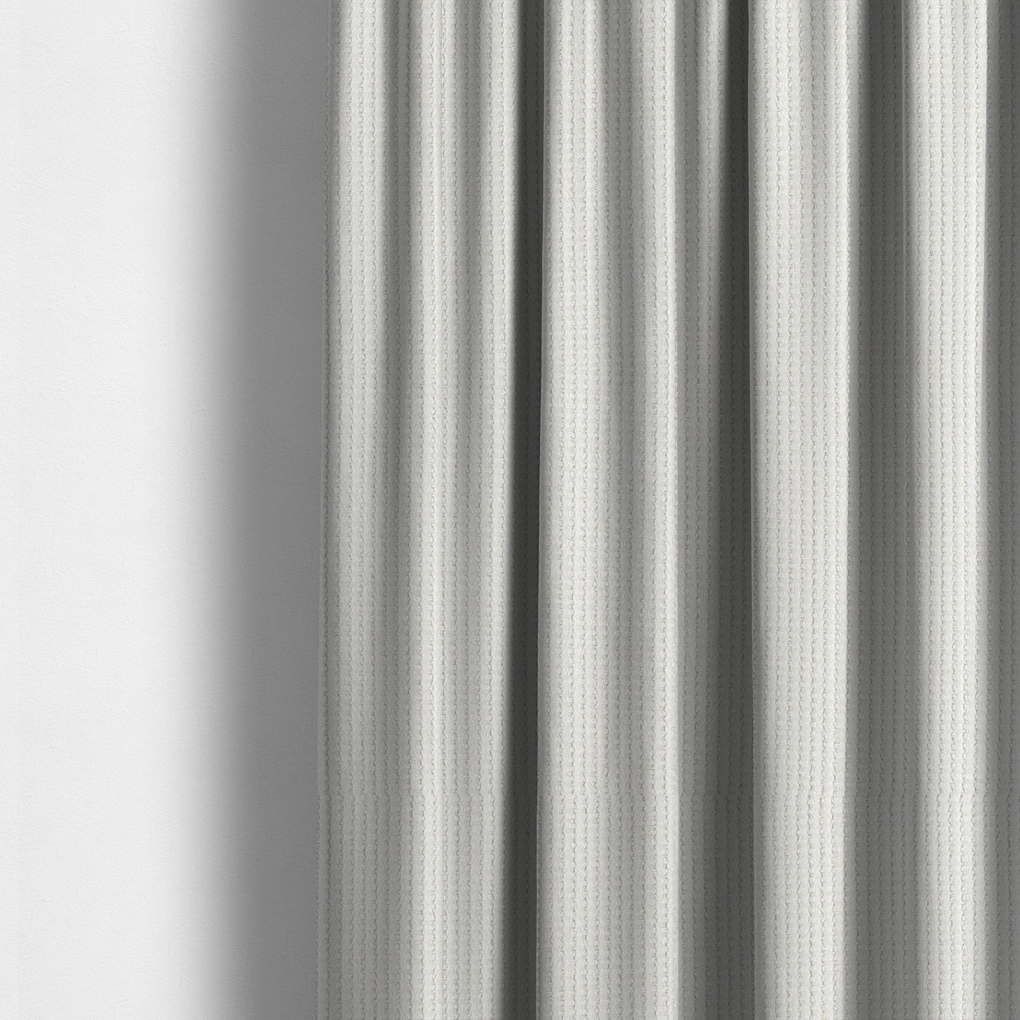 Ilford Plush Wave Ripple Effect Corduroy Upholstery Fabric In White Colour - Made To Measure Curtains