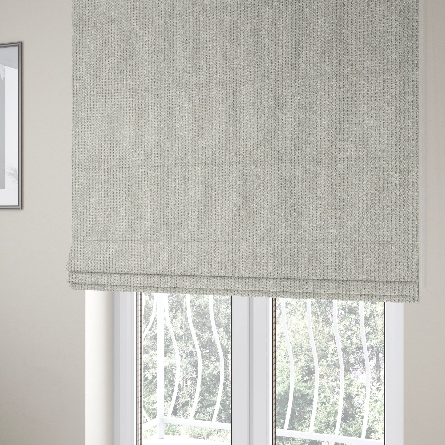 Ilford Plush Wave Ripple Effect Corduroy Upholstery Fabric In Cream Colour - Roman Blinds