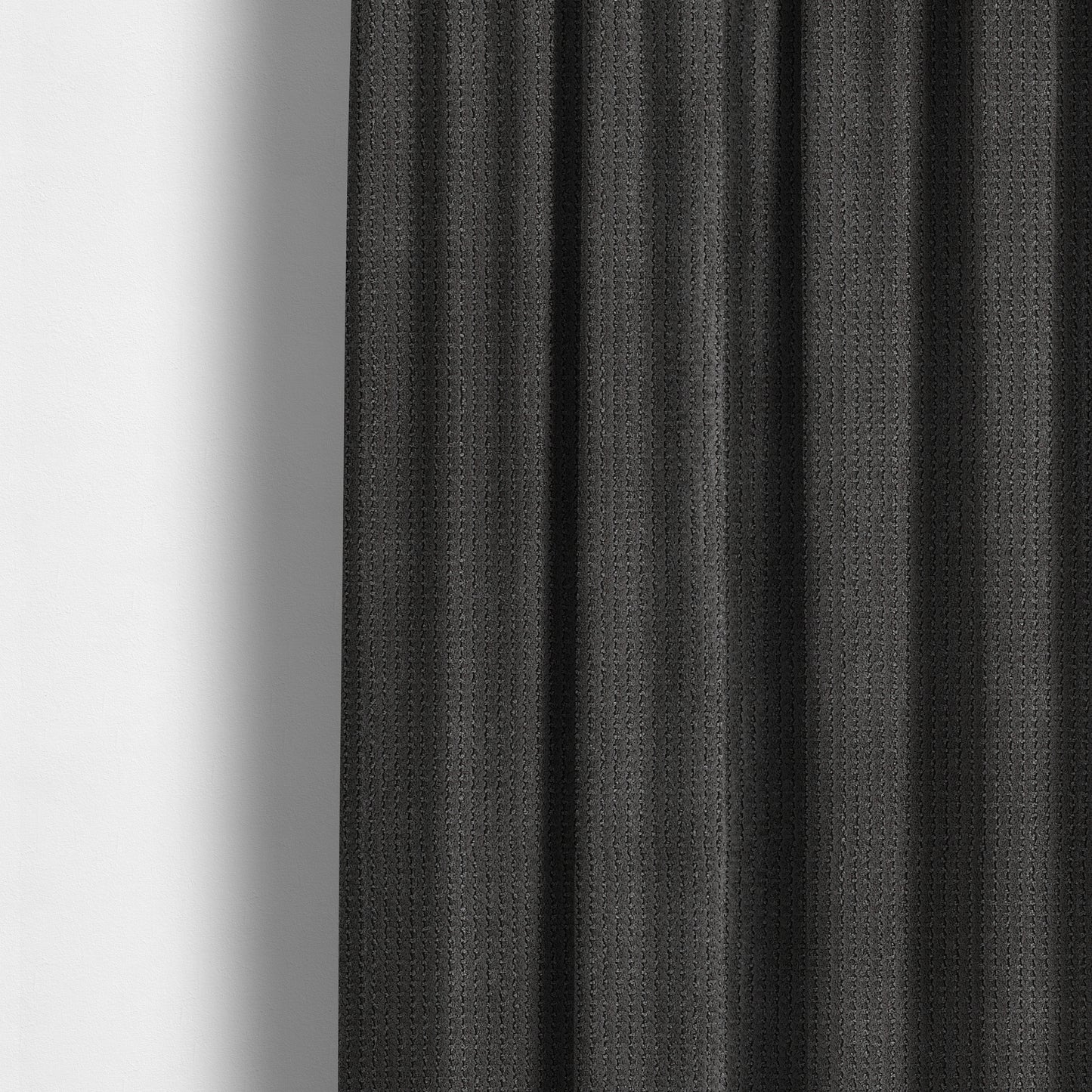 Ilford Plush Wave Ripple Effect Corduroy Upholstery Fabric In Charcoal Grey Colour - Made To Measure Curtains