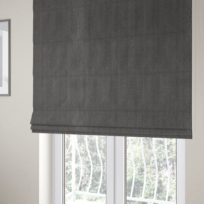 Ilford Plush Wave Ripple Effect Corduroy Upholstery Fabric In Charcoal Grey Colour - Roman Blinds