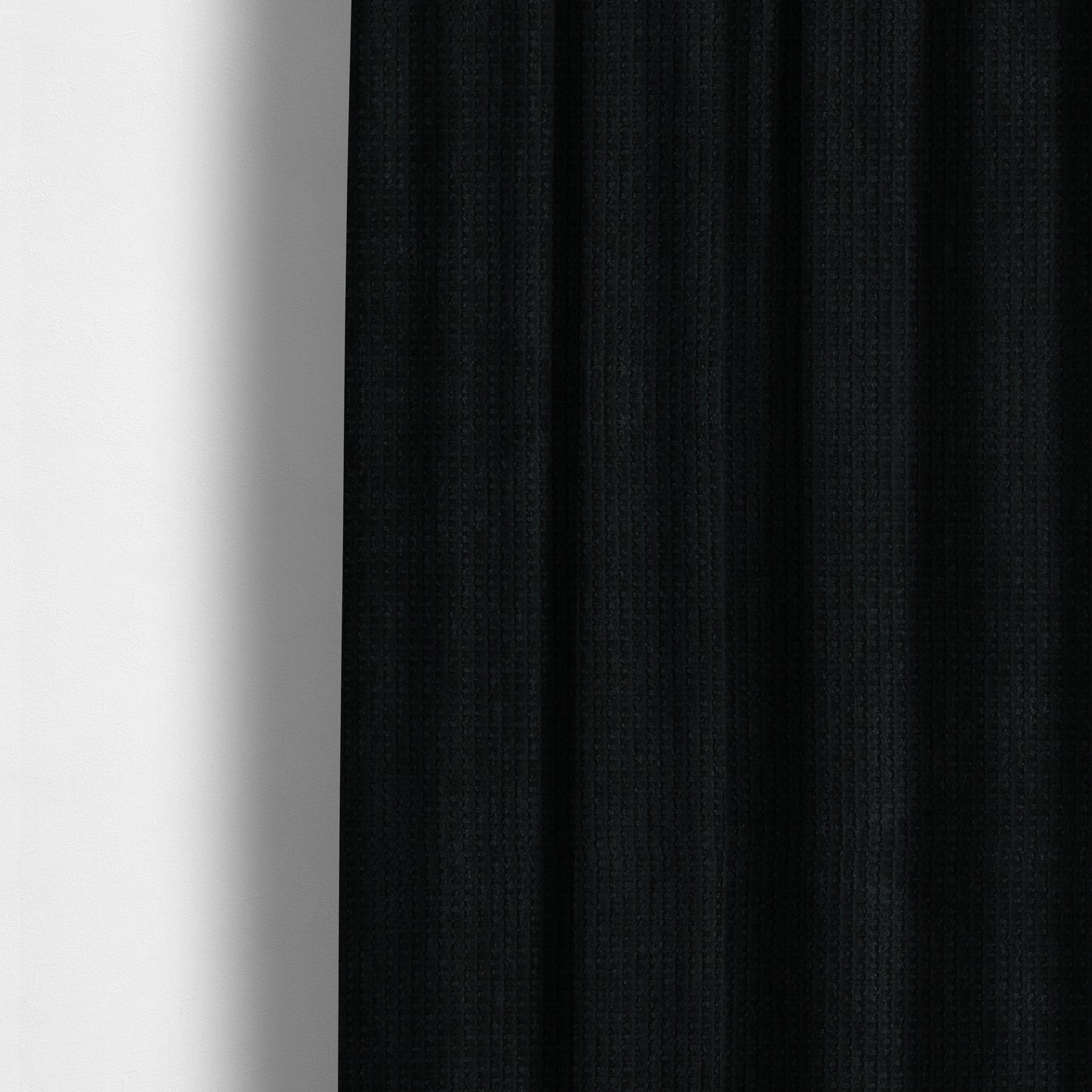 Ilford Plush Wave Ripple Effect Corduroy Upholstery Fabric In Black Colour - Made To Measure Curtains